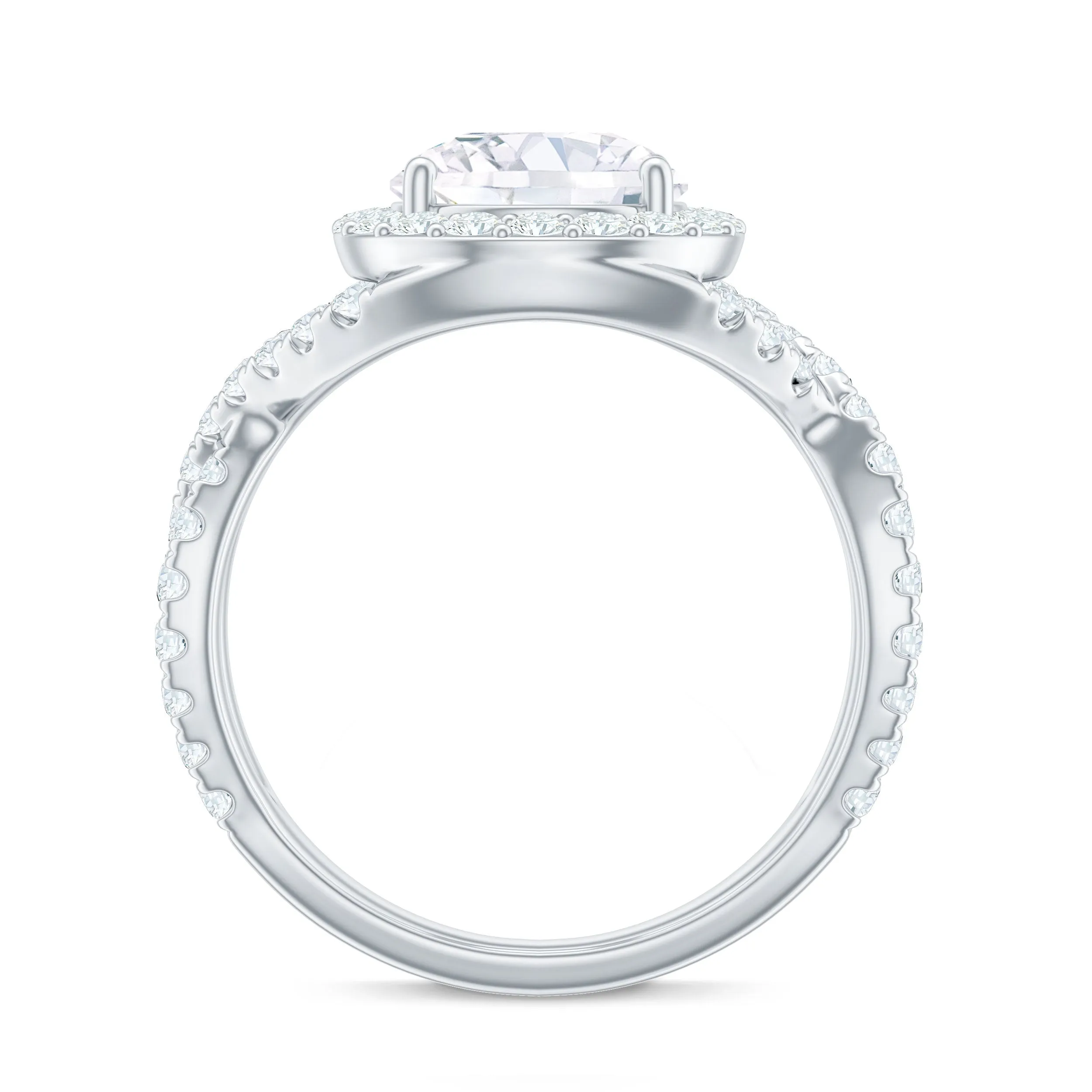 Moissanite Crossover Engagement Ring for Women