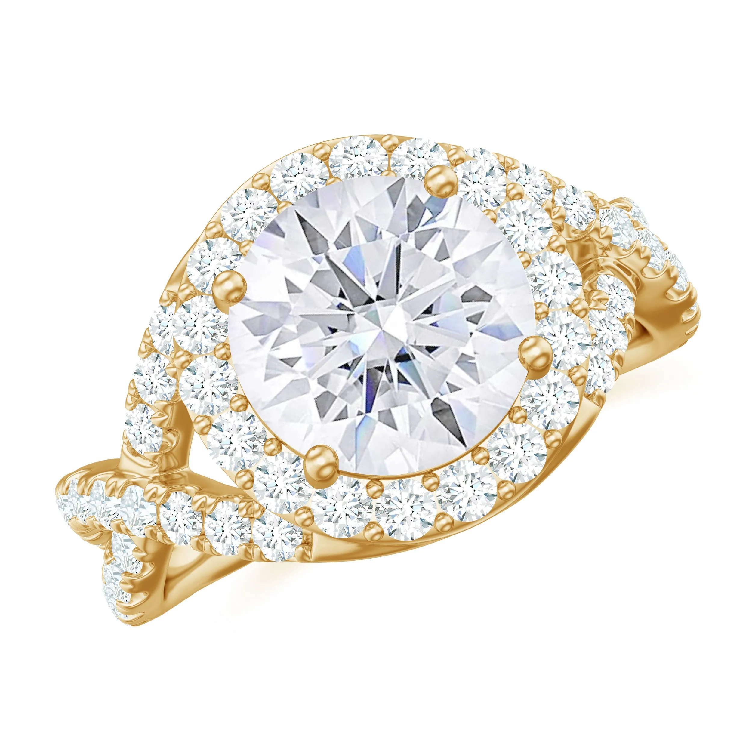 Moissanite Crossover Engagement Ring for Women