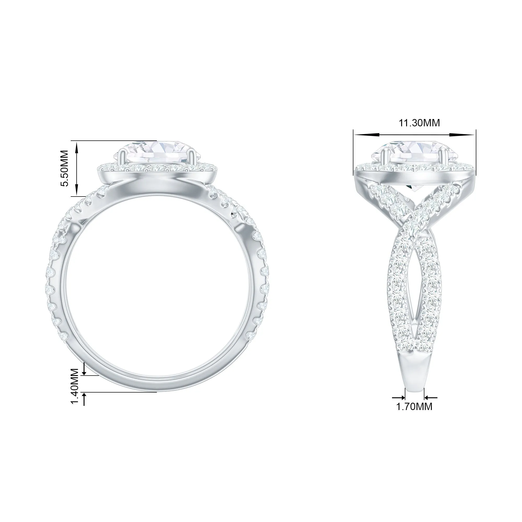 Moissanite Crossover Engagement Ring for Women