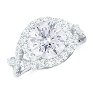 Moissanite Crossover Engagement Ring for Women