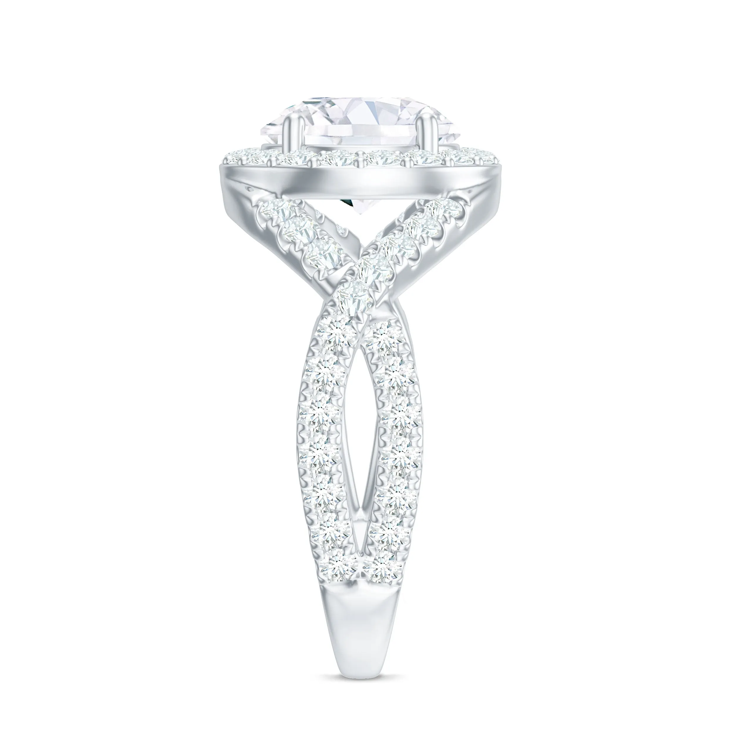 Moissanite Crossover Engagement Ring for Women