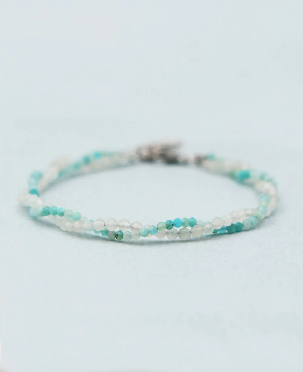 Moonstone and Amazonite Twist Bracelet for Peace