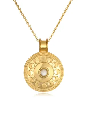 Moonstone Gold Moon Phase Necklace
