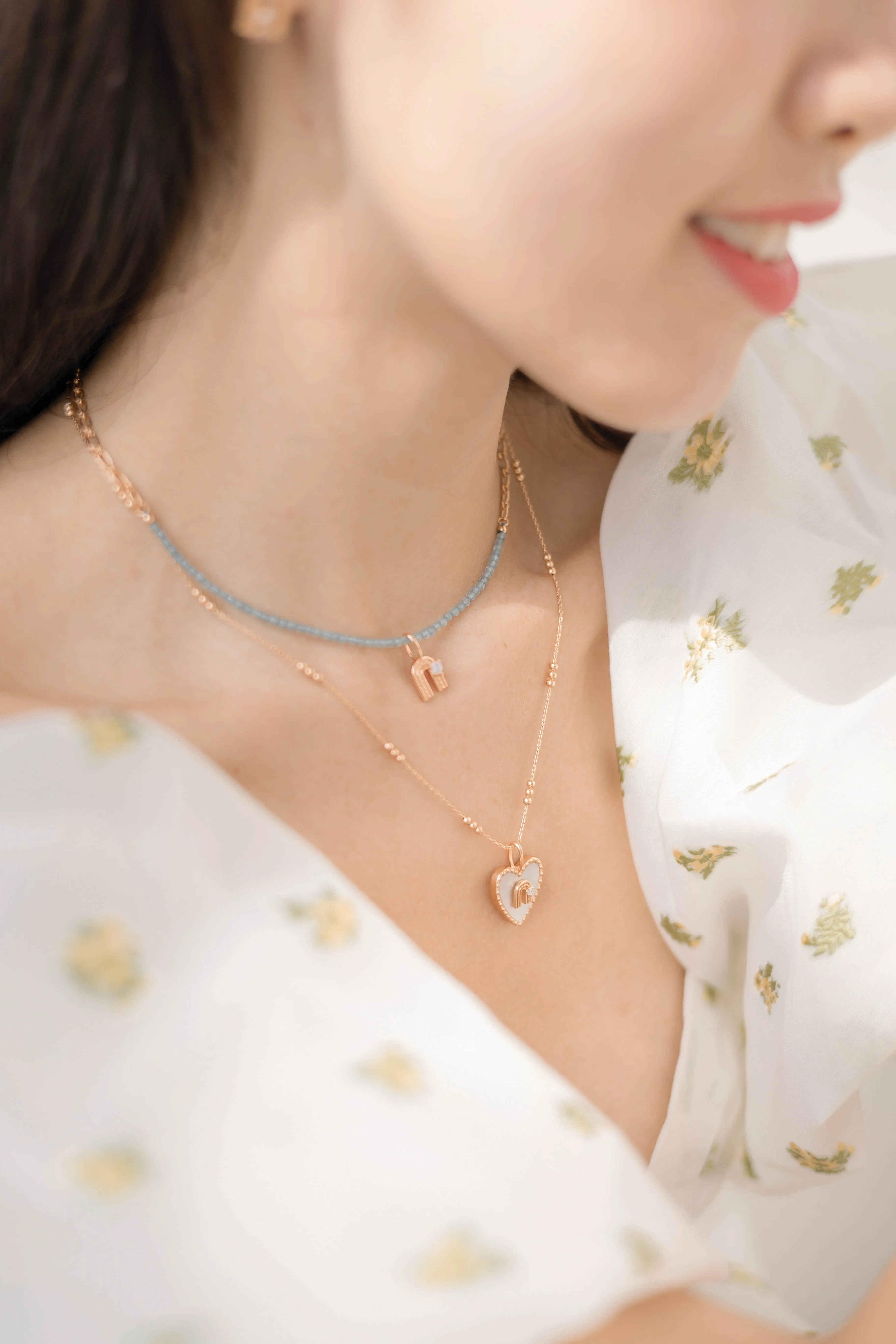 Moonstone Gold Rainbow Pendant - Iris