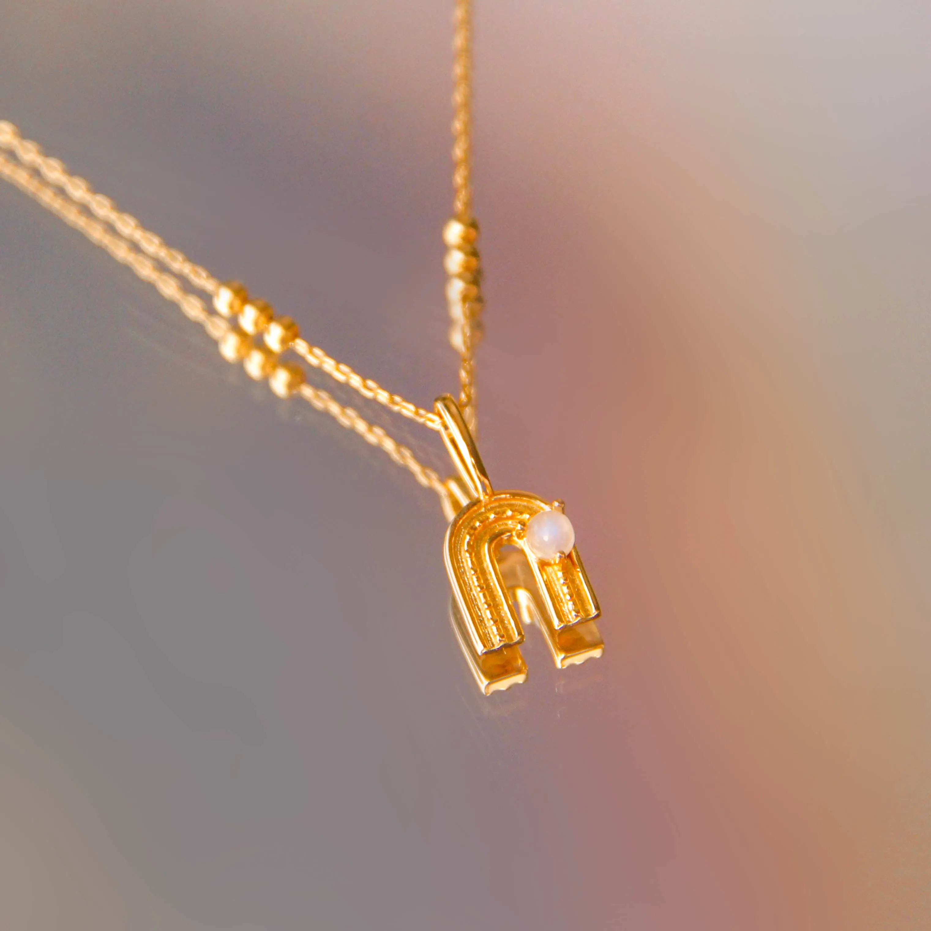 Moonstone Gold Rainbow Pendant - Iris