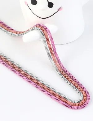 N1597 Pink White Coral 3 Piece Metal Snake Chain Necklace with FREE Earrings