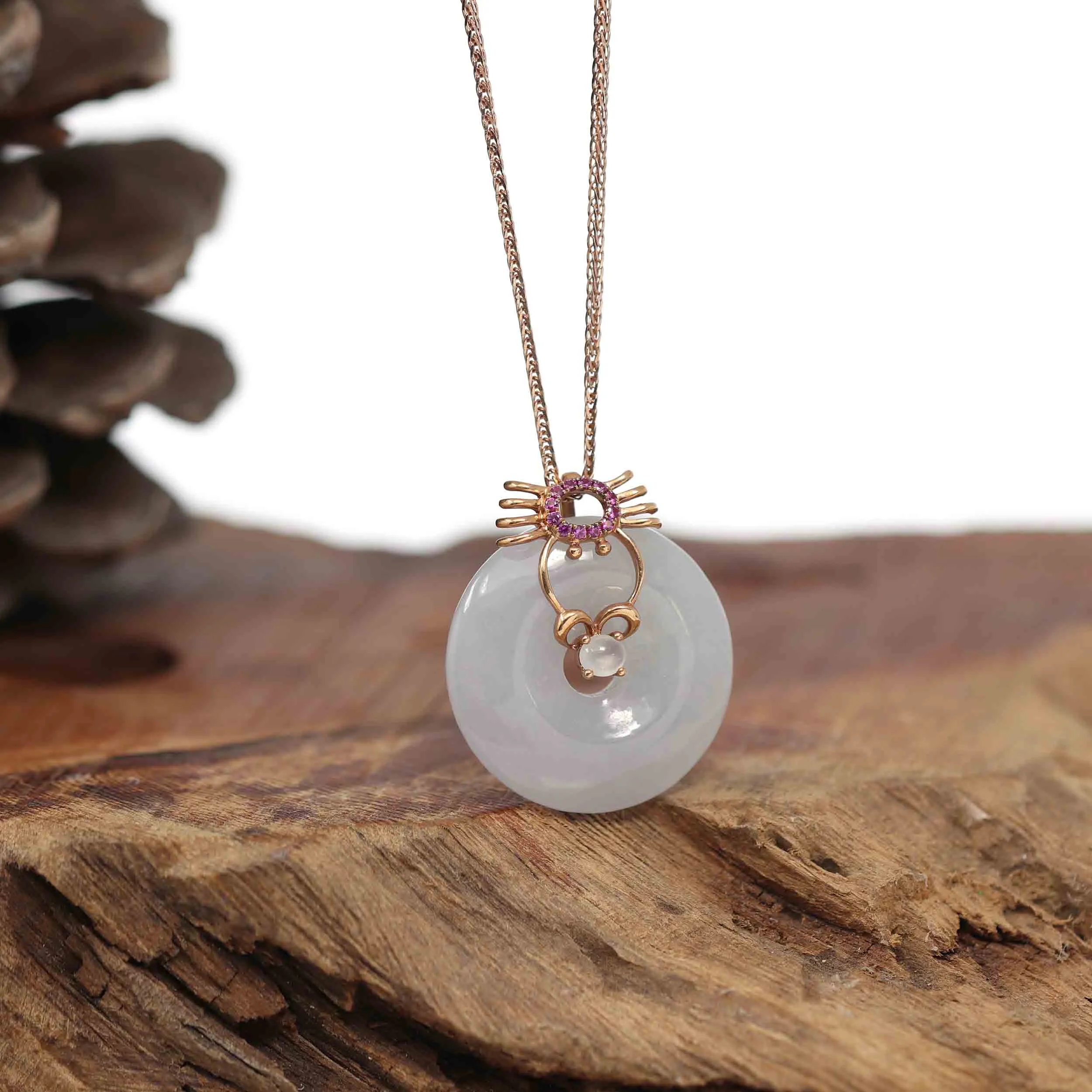 Natural Jade Jadeite Constellation 12 Zodiac Signs (Cancer) Necklace