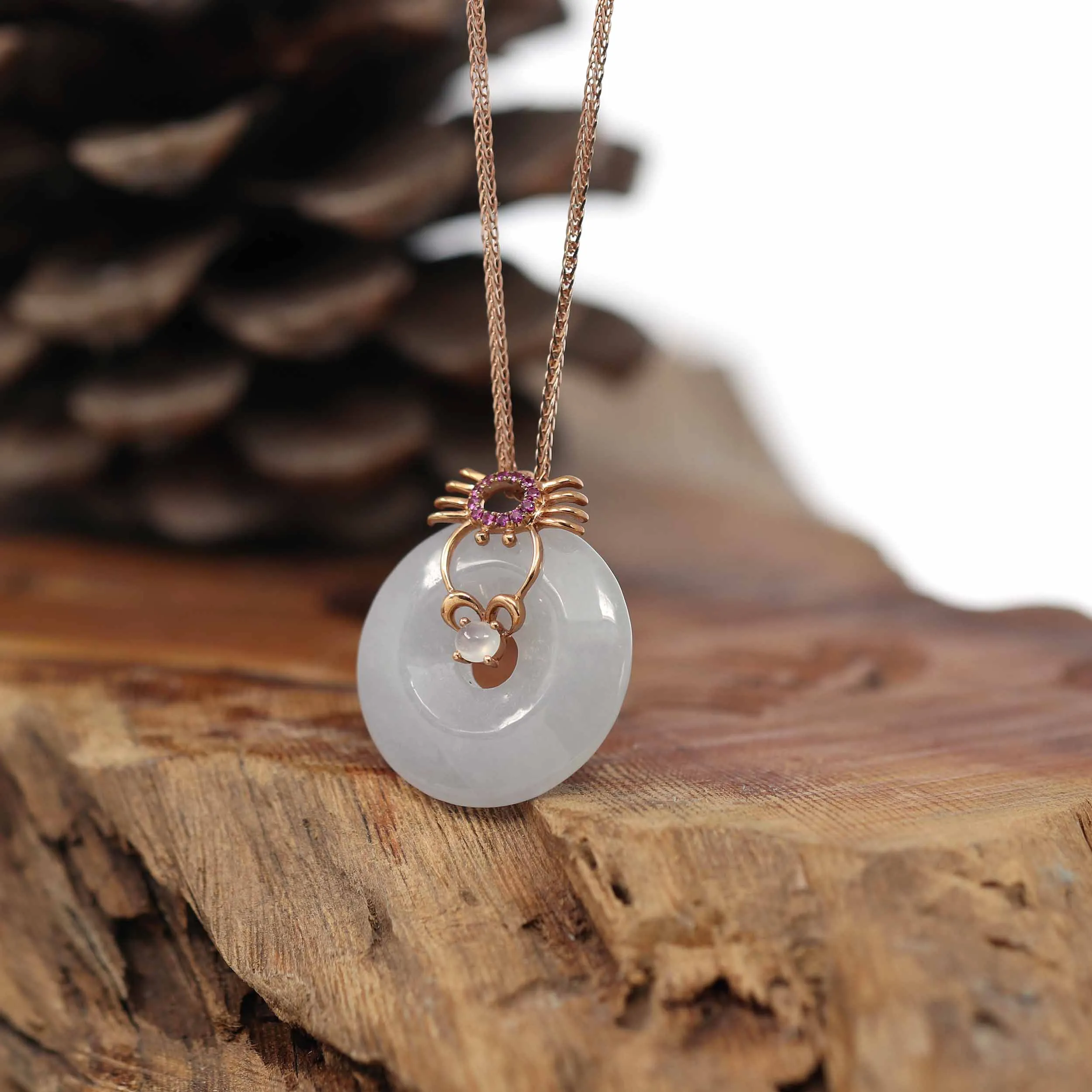 Natural Jade Jadeite Constellation 12 Zodiac Signs (Cancer) Necklace