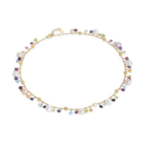 NEW Paradise 18ct yellow gold, multi gemstone and pearl necklace by Marco Bicego
