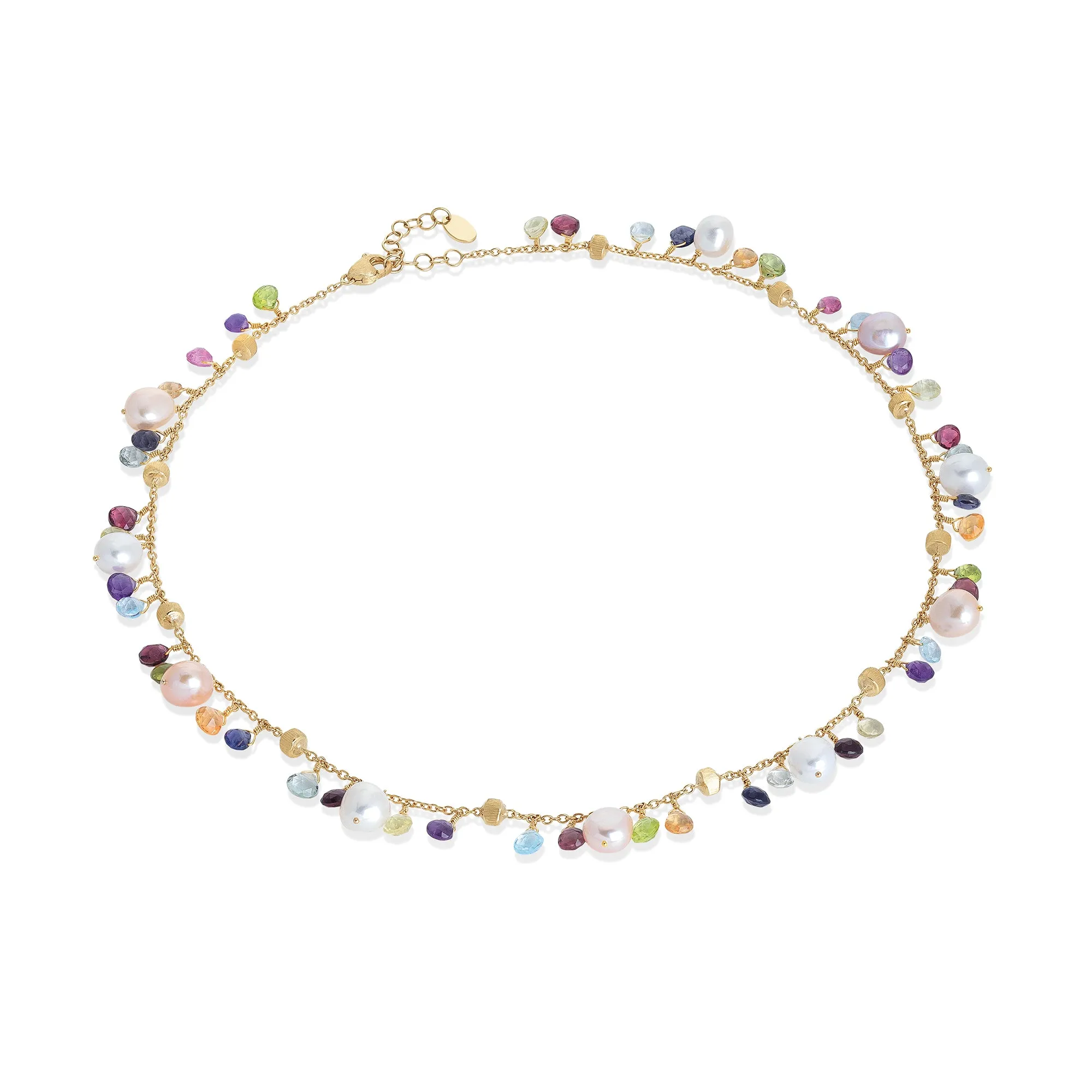 NEW Paradise 18ct yellow gold, multi gemstone and pearl necklace by Marco Bicego