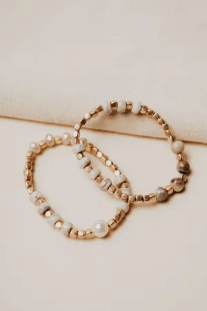 Orion Beaded Bracelet Set in Taupe