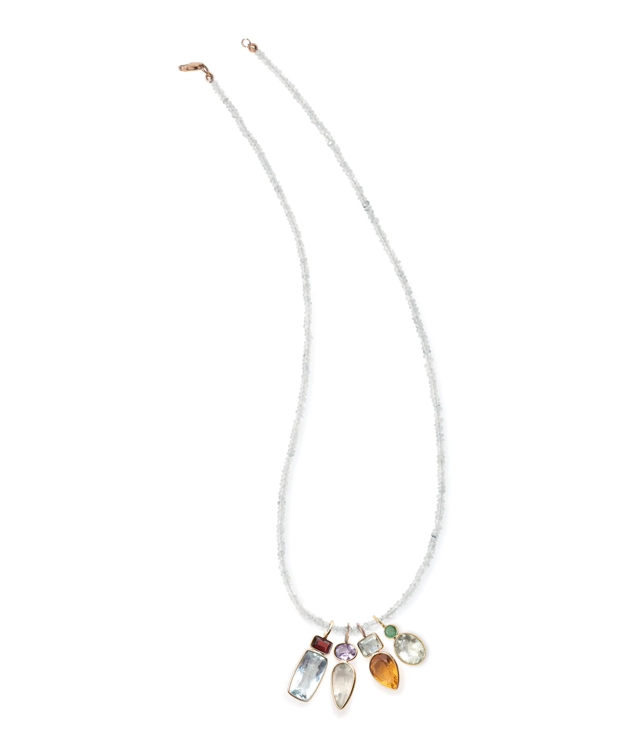 Oval 14k Gold Necklace Charm in Emerald & Green Amethyst