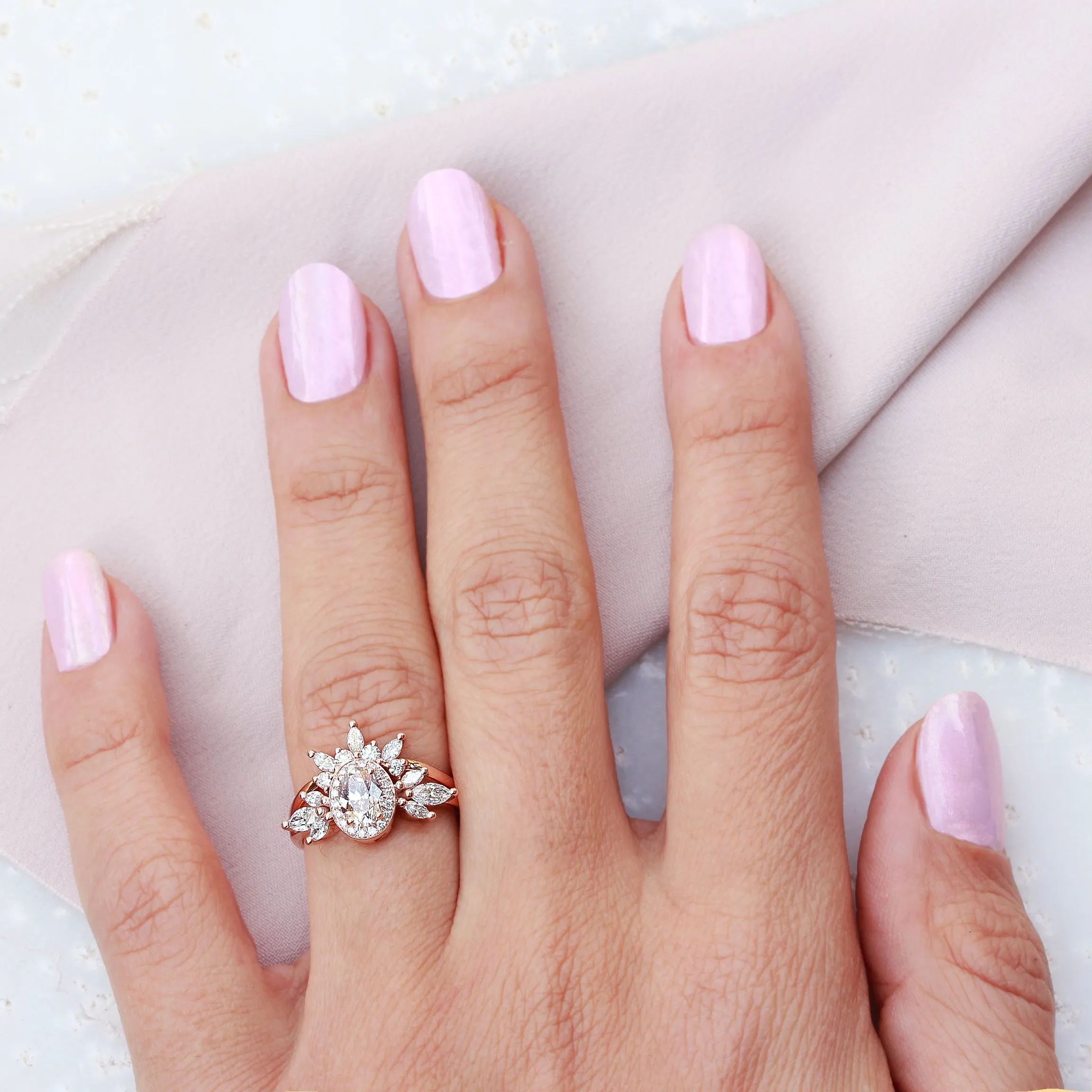 Oval Diamond 1.30ct Unique Engagement Ring, "Athena" & Two Athena's Armors ♥