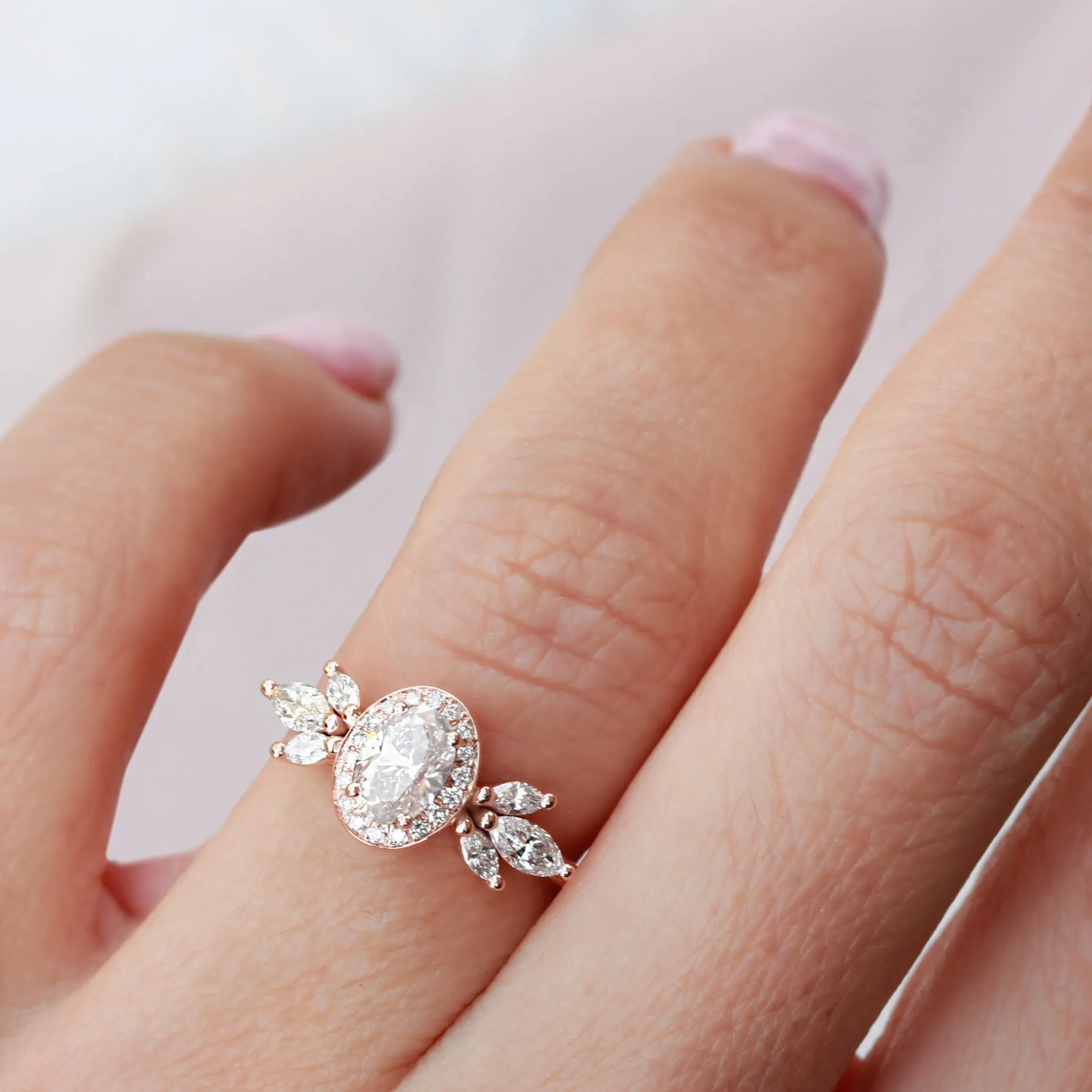 Oval Diamond 1.30ct Unique Engagement Ring, "Athena" & Two Athena's Armors ♥