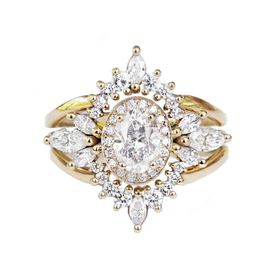 Oval Diamond 1.30ct Unique Engagement Ring, "Athena" & Two Athena's Armors ♥