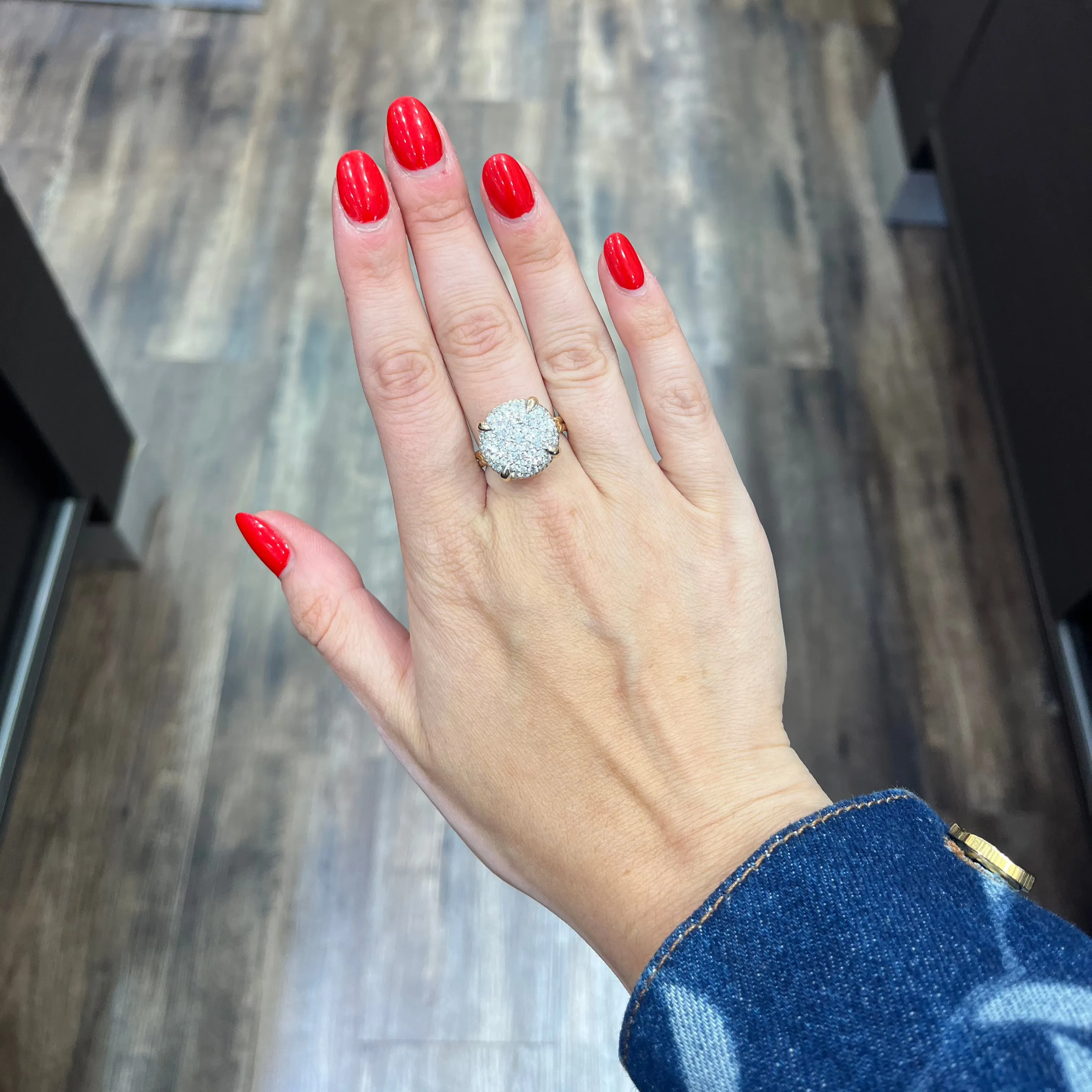 Pavé Diamond Button Ring