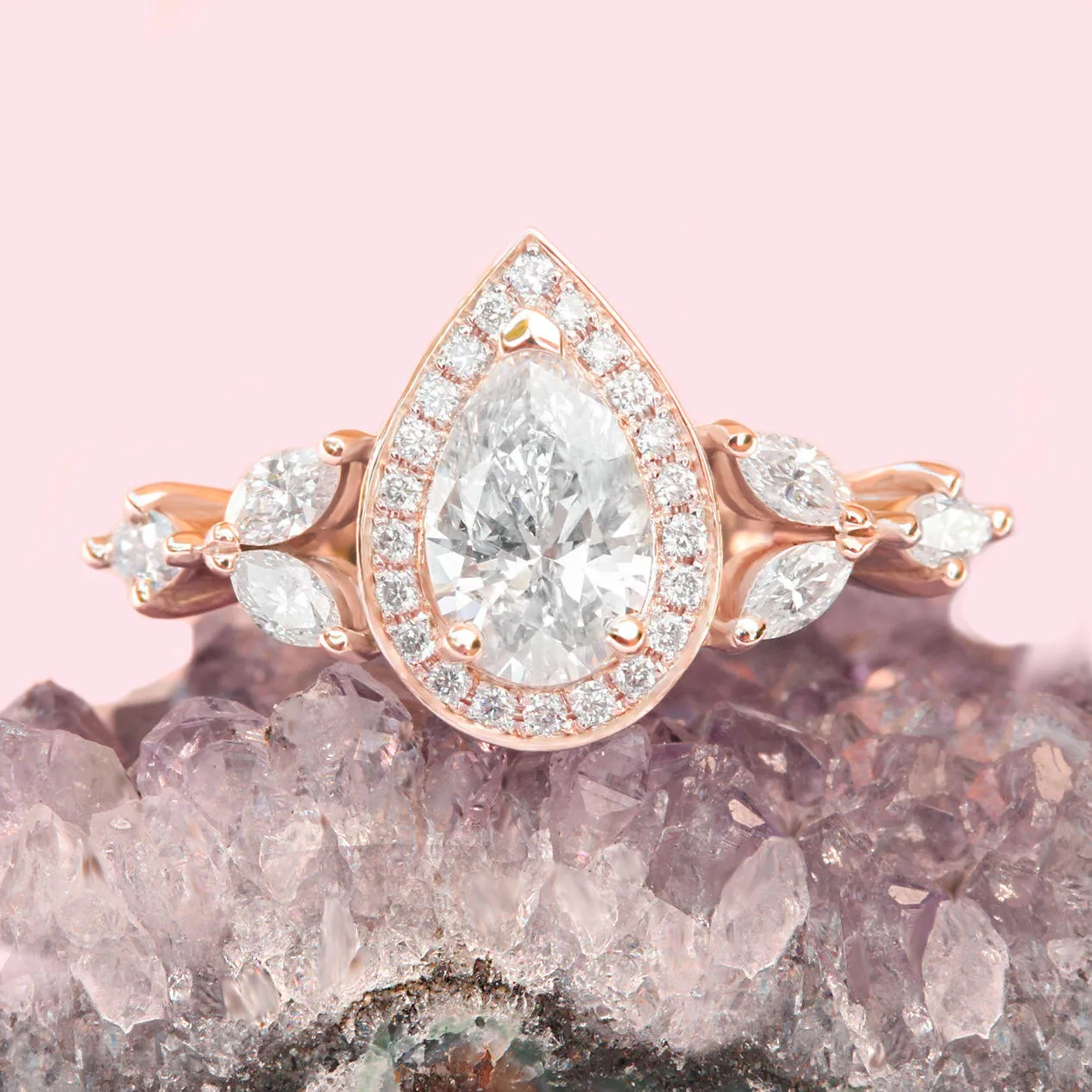 Pear Diamond Unique Engagement Ring - "Muse" ♥