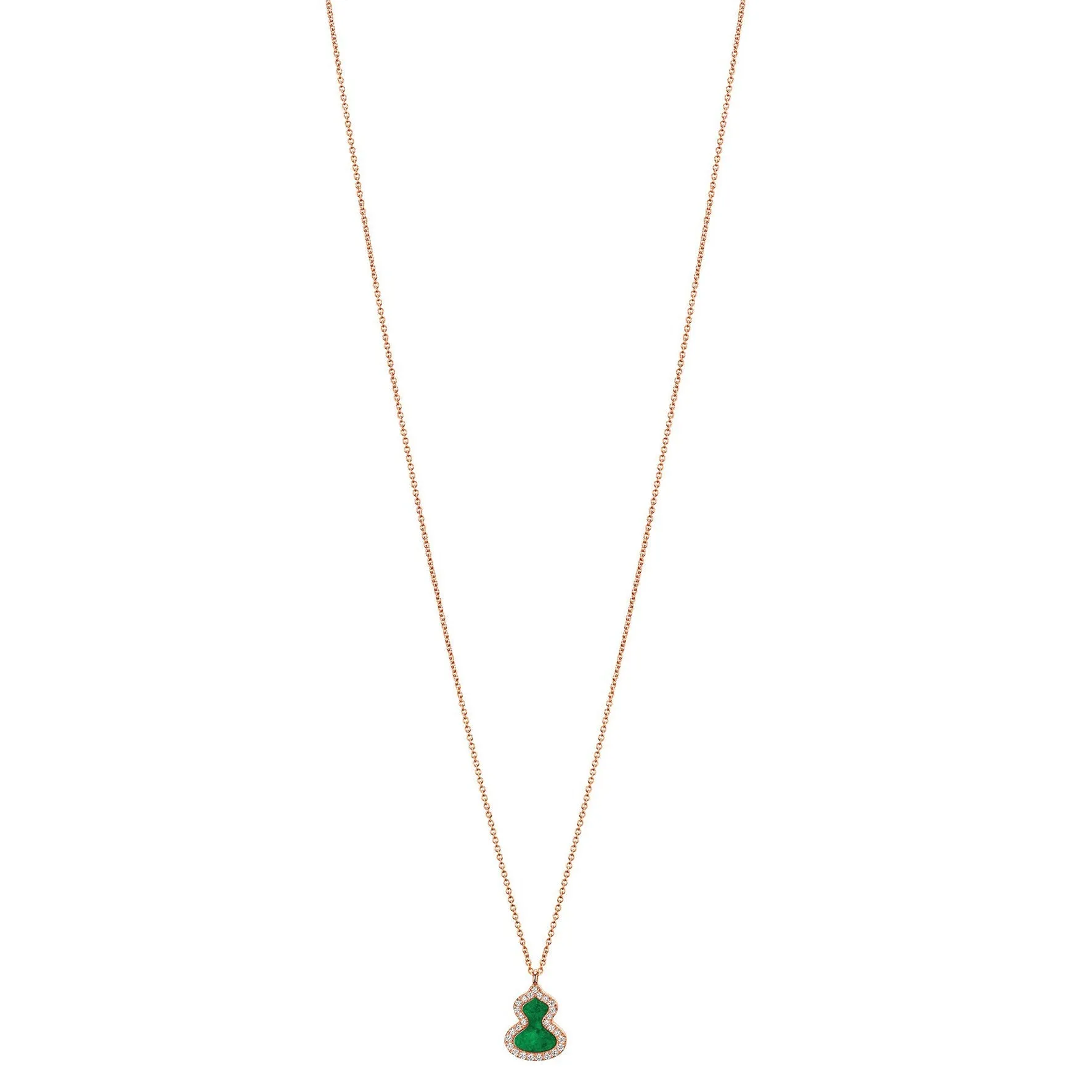 Petite Wulu necklace in 18K rose gold with diamonds and jade