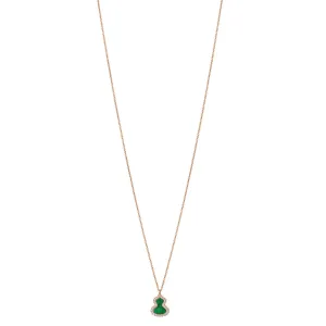 Petite Wulu necklace in 18K rose gold with diamonds and jade