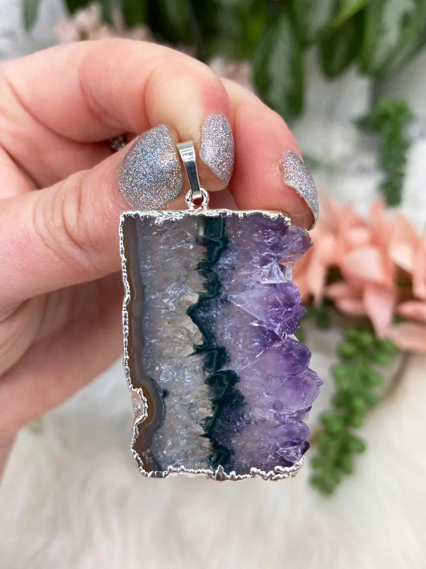 Plated Amethyst Agate Pendant