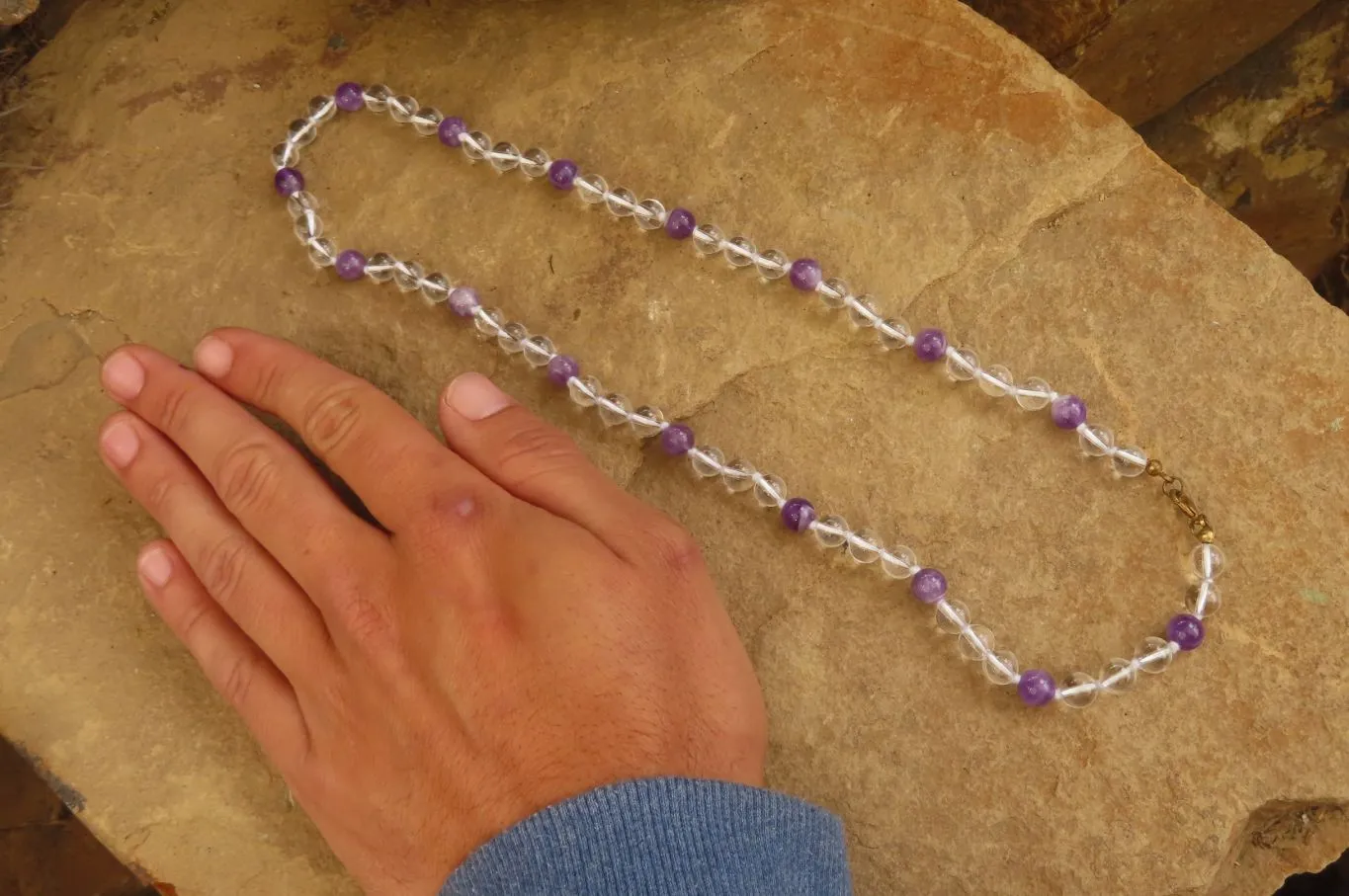 Polished Quartz & Gem Amethyst Ball Shaped Bead Necklace - Sold Per Item - From Zambia