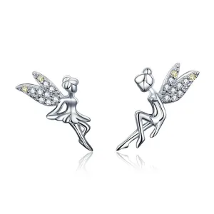 Precious Silver Fairy Stud Earrings