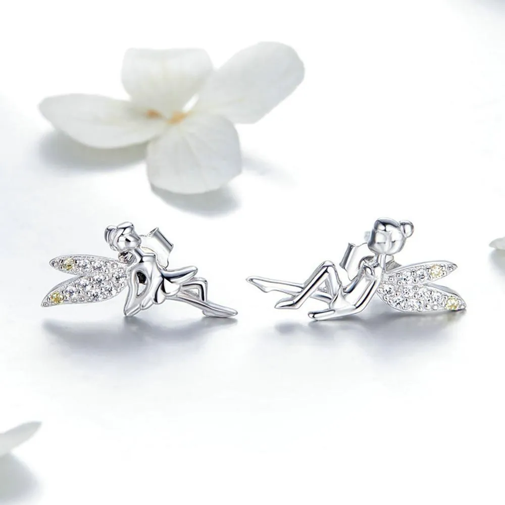 Precious Silver Fairy Stud Earrings