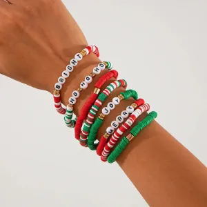 Preppy Aesthetic Beaded Christmas Holiday Friendship Bracelet Set (8 pack)