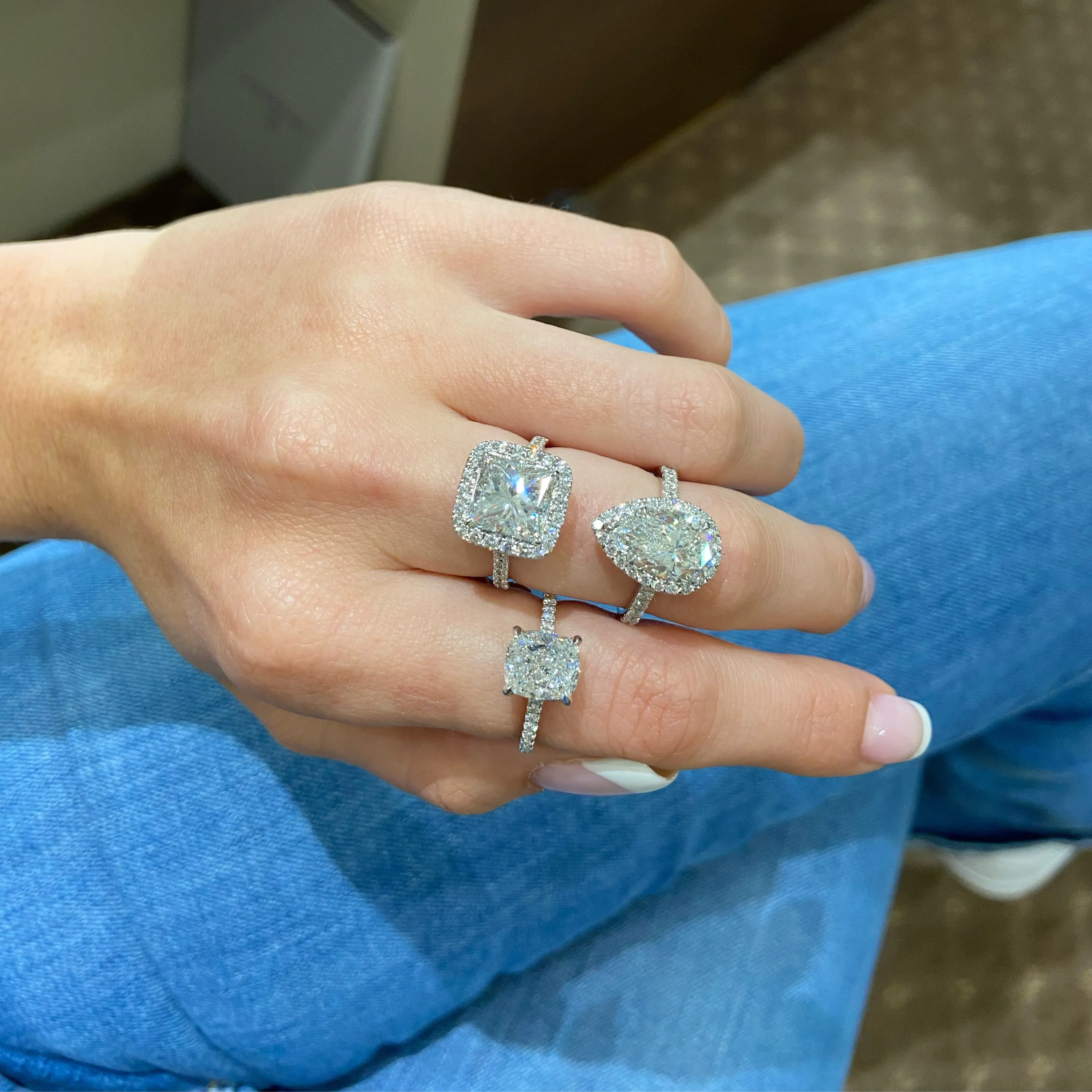 Princess-Cut Diamond Halo Engagement Ring