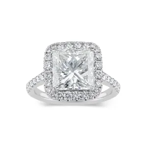 Princess-Cut Diamond Halo Engagement Ring