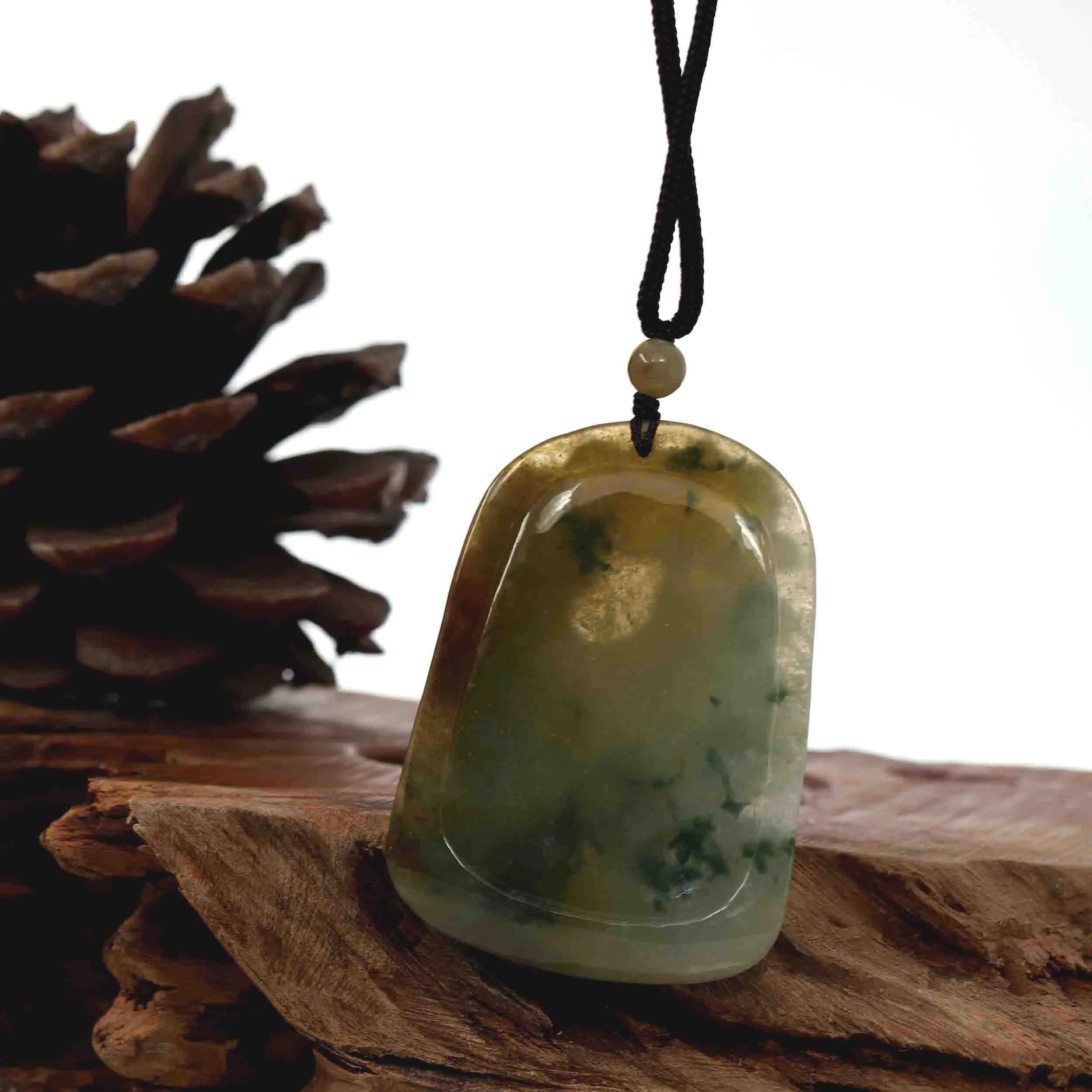 RealJade® Co. Natural Honey Yellow Jadeite Jade "Rooster" Pendant Necklace For Men, Collectibles.