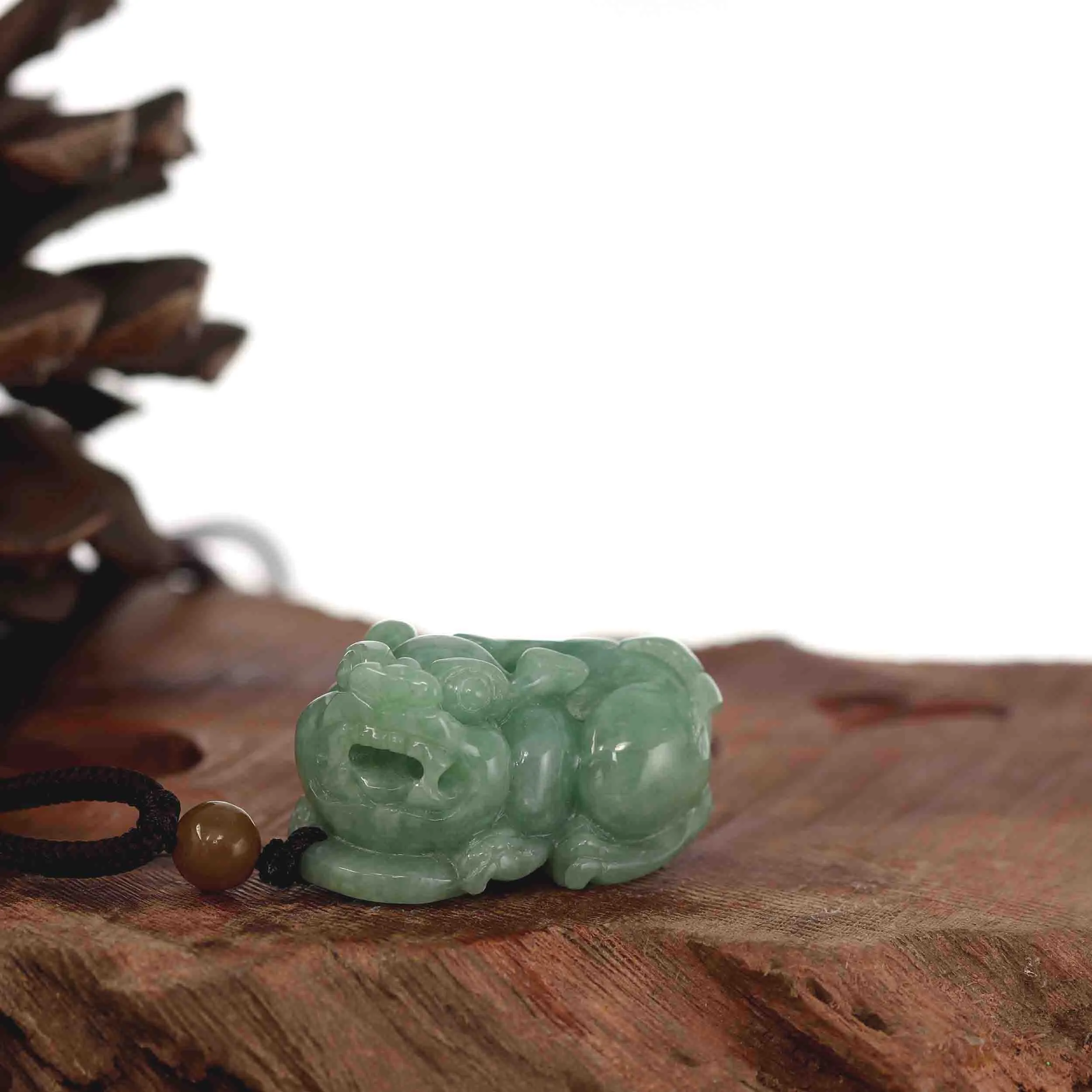 RealJade® Co. Pi Xiu Genuine Burmese Green Jadeite Jade PiXiu Pendant Necklace (FengShui Lucky)