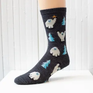 Red Maple Yeti Pattern Alpaca Socks