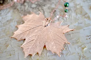 Rose Gold & Copper Large Maple Leaf Necklace | Copper Electroformed Nature