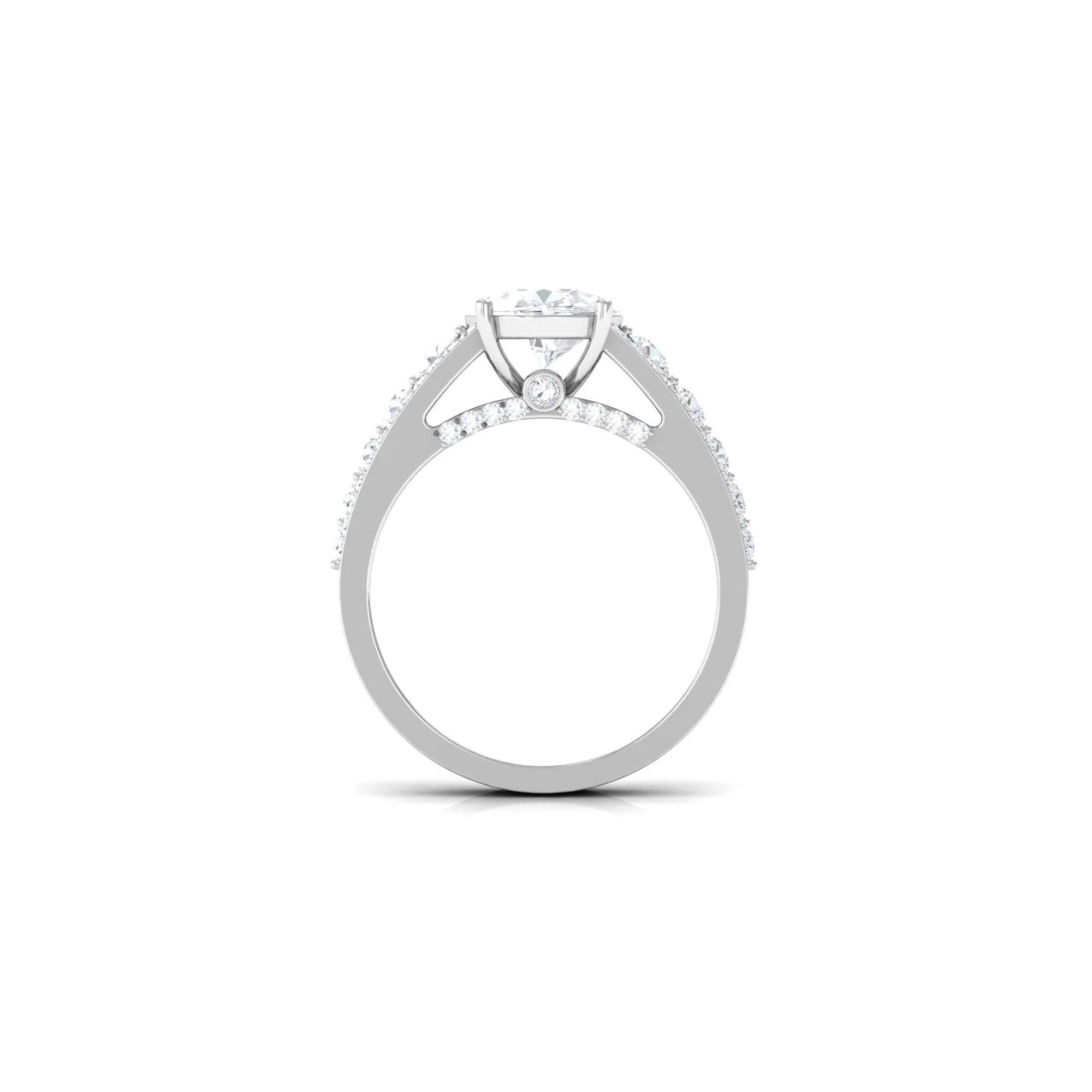 Round Cubic Zirconia Engagement Ring with Side Stones