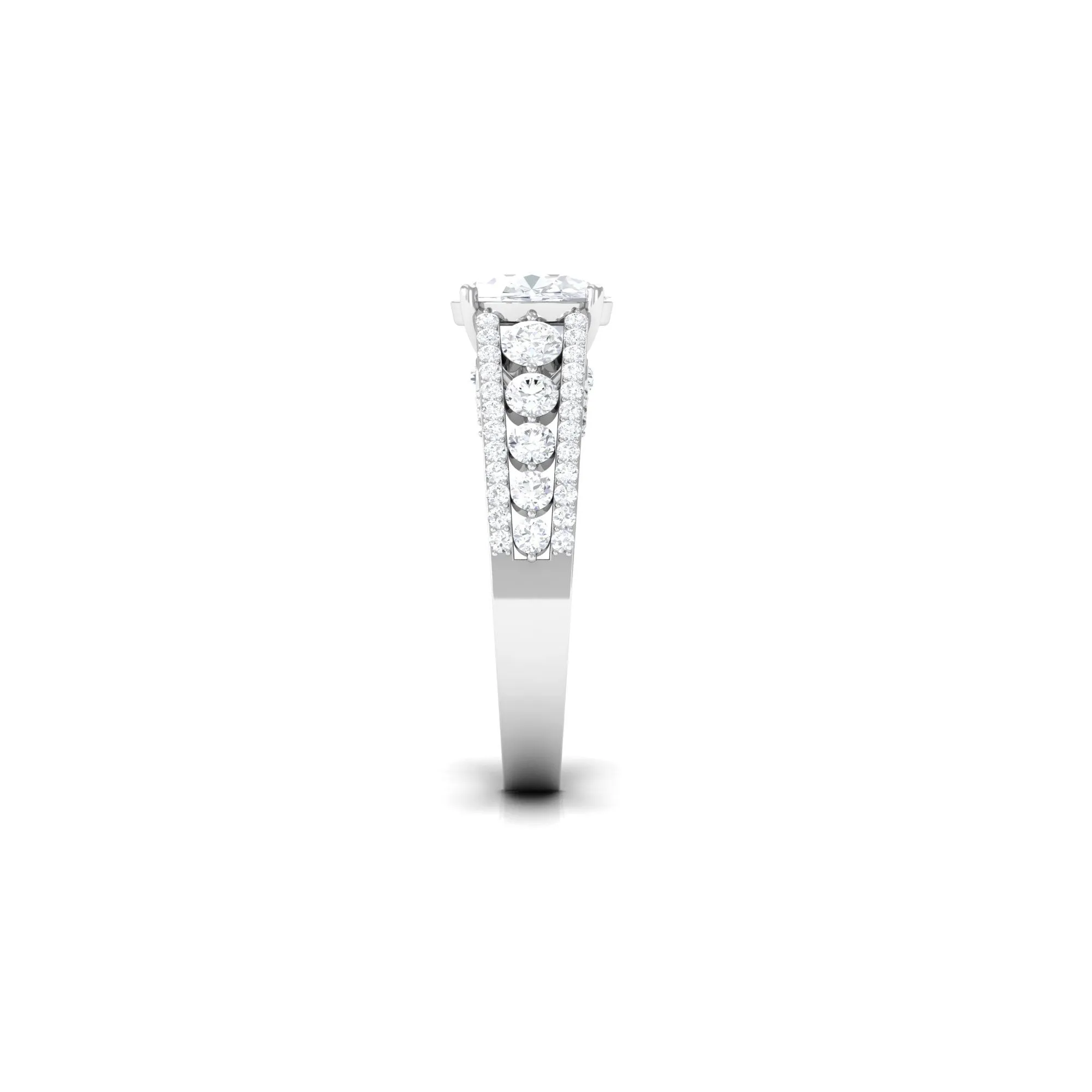Round Cubic Zirconia Engagement Ring with Side Stones