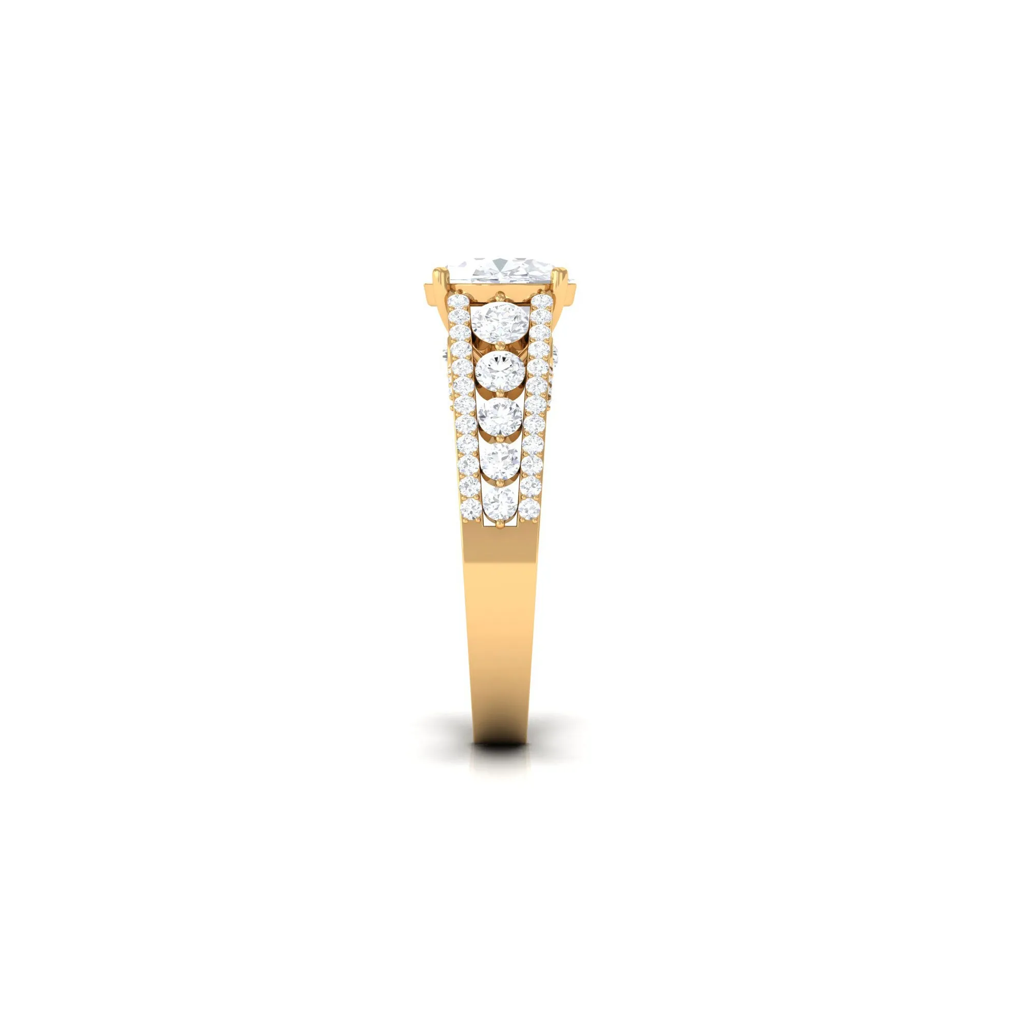 Round Cubic Zirconia Engagement Ring with Side Stones