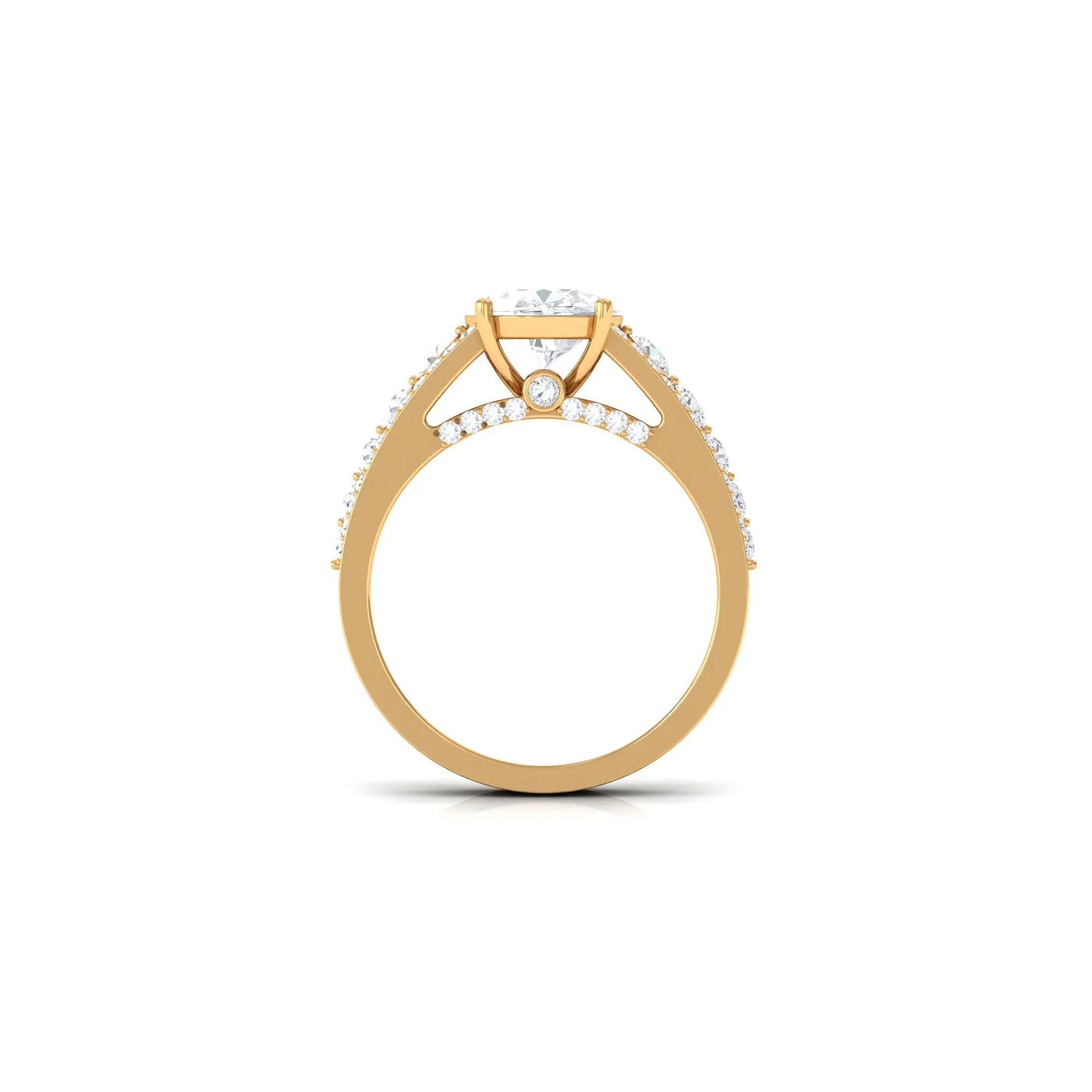 Round Cubic Zirconia Engagement Ring with Side Stones