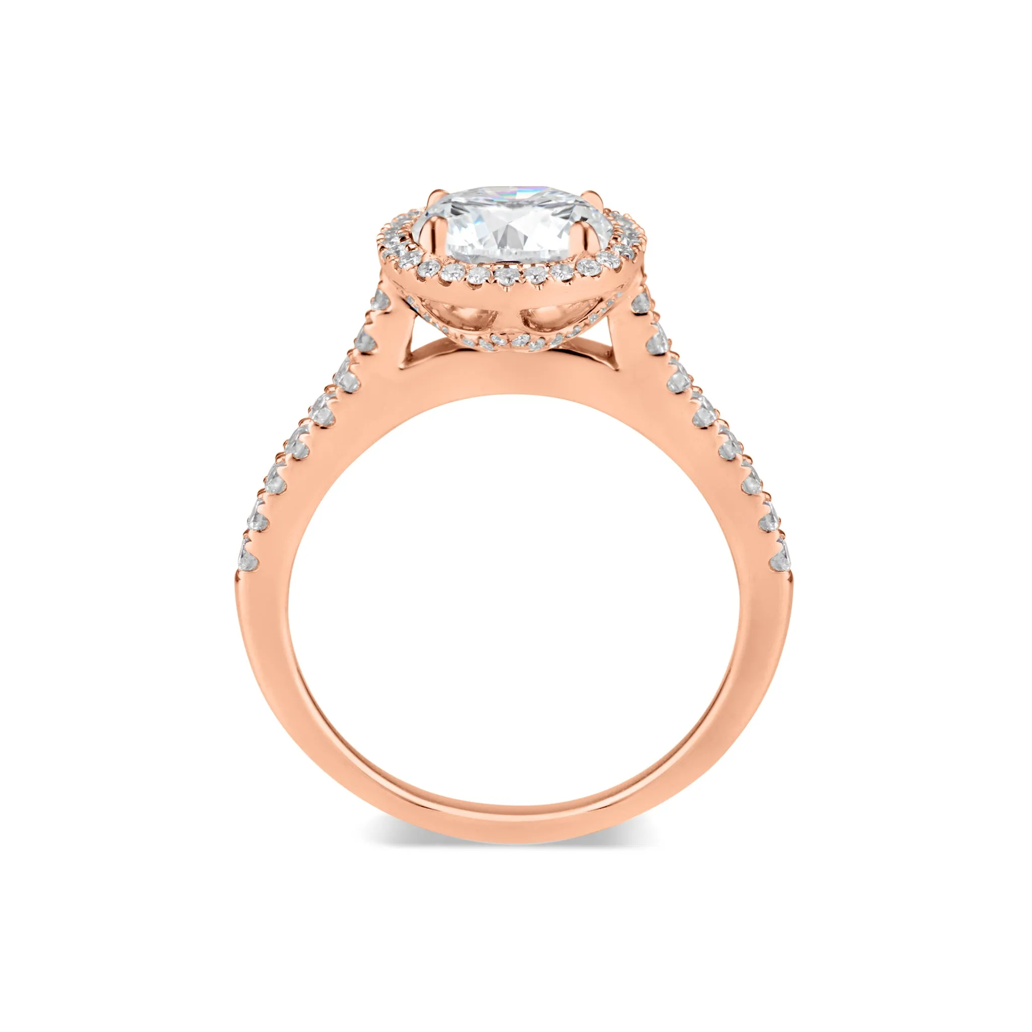 Round Halo Diamond Engagement Ring with Diamond-Set Gallery