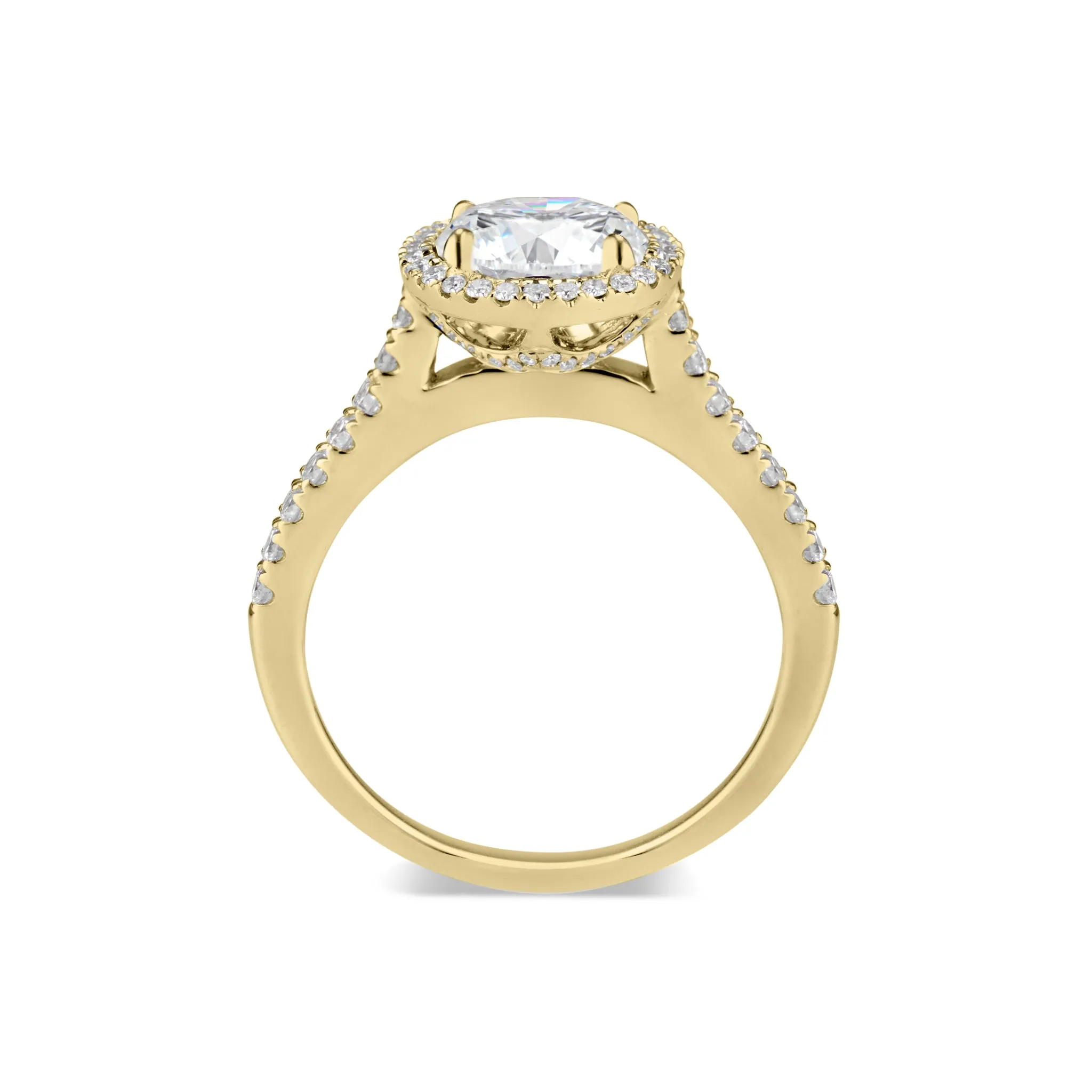 Round Halo Diamond Engagement Ring with Diamond-Set Gallery