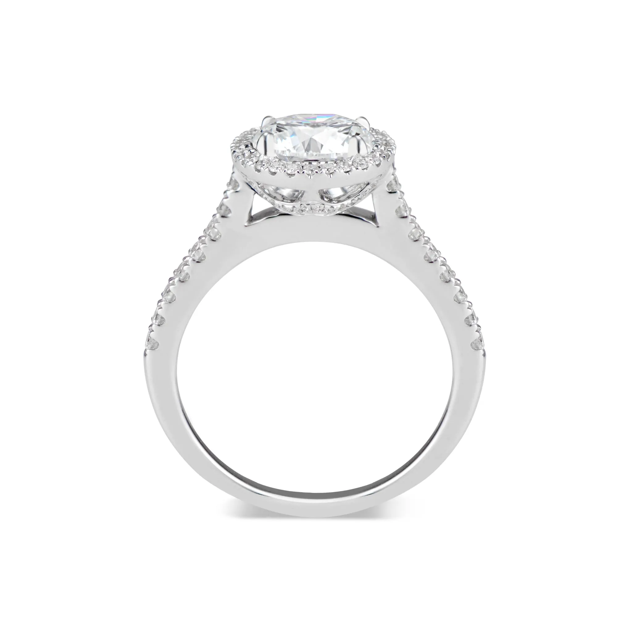 Round Halo Diamond Engagement Ring with Diamond-Set Gallery