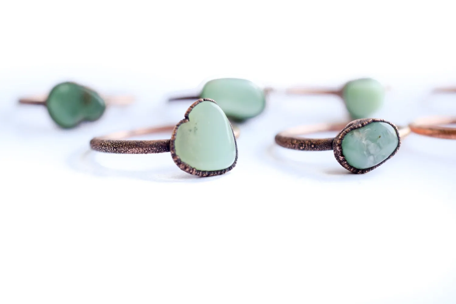 SALE Chrysoprase ring | Tumbled chrysoprase crystal ring