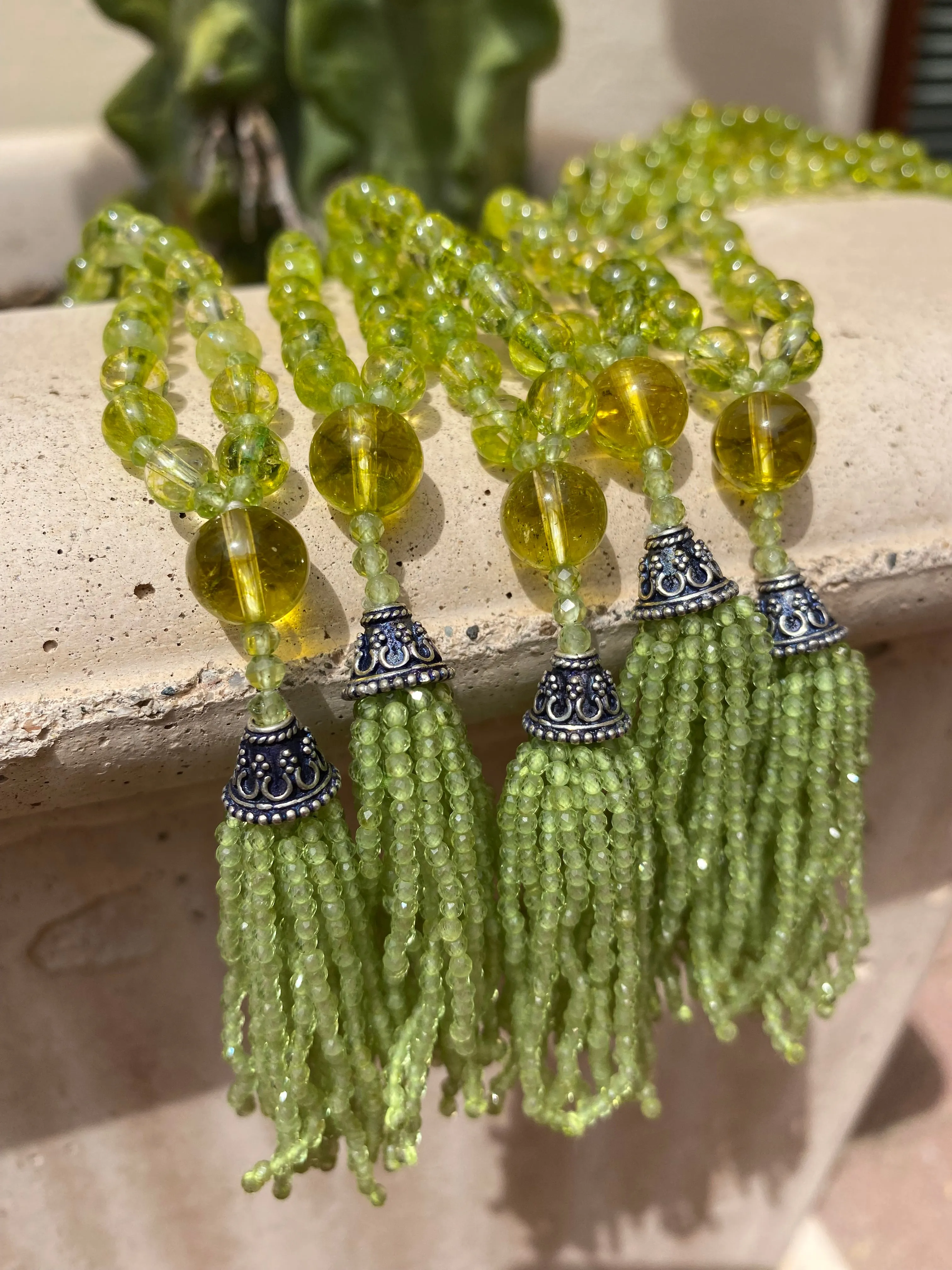 Semi Precious Peridot Mala Necklace