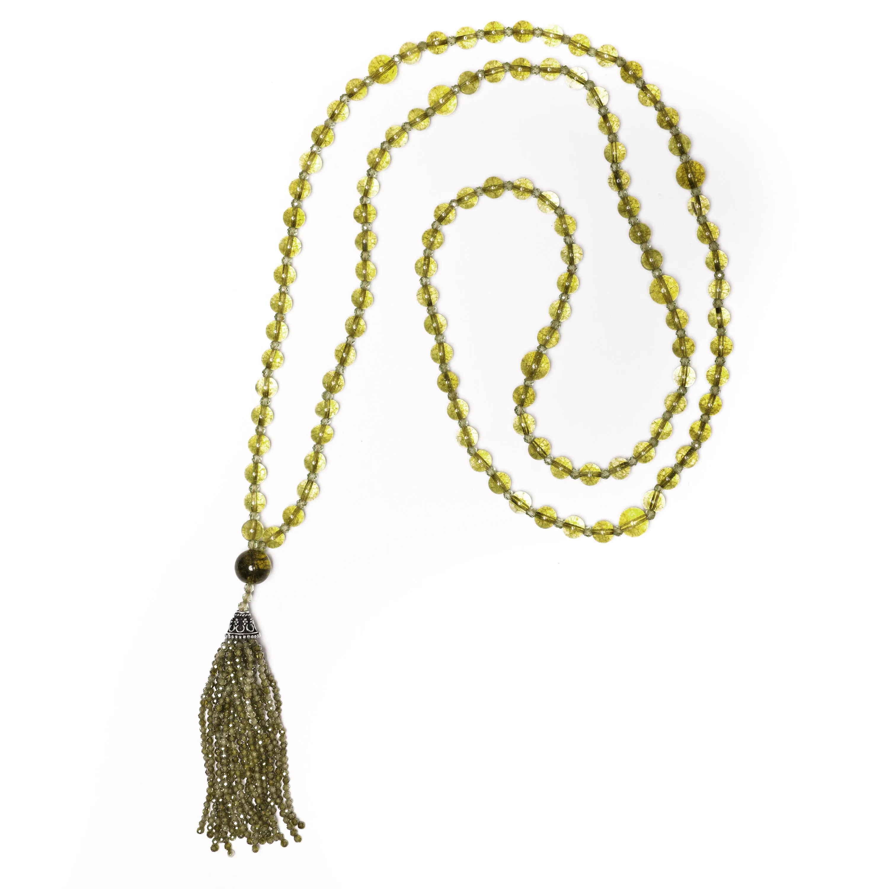 Semi Precious Peridot Mala Necklace