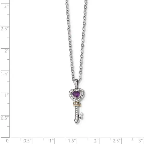 Shey Couture Sterling Silver & 14K Gold Amethyst Heart And Diamond Key Necklace