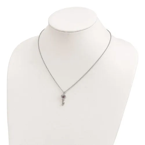 Shey Couture Sterling Silver & 14K Gold Amethyst Heart And Diamond Key Necklace
