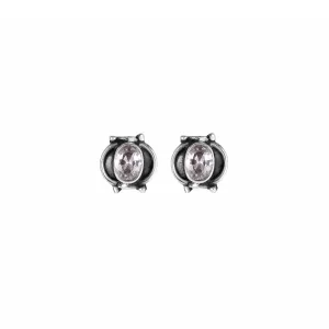 Silver & Zircon Stud Earrings - From Rajasthan