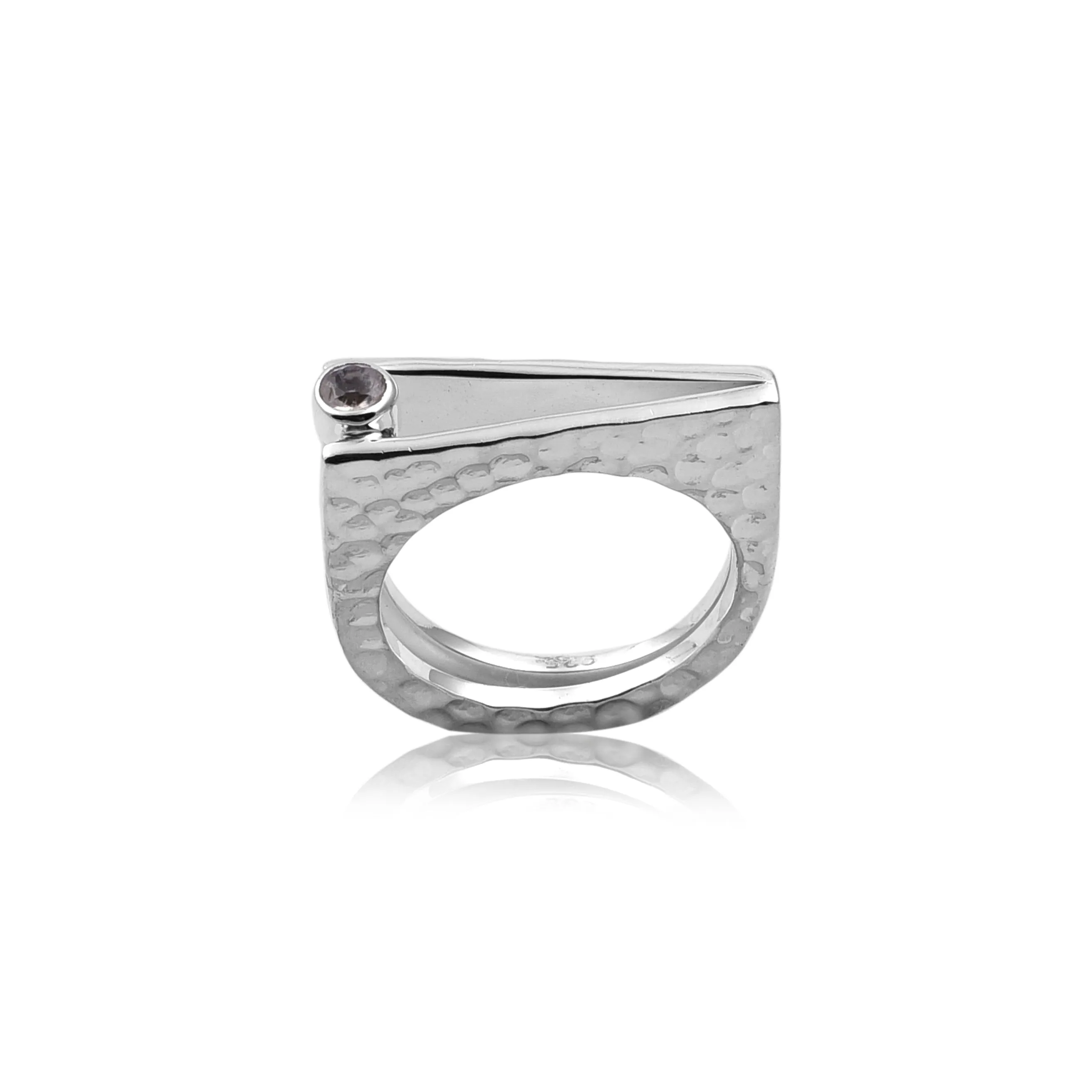 Silver Bar Rainbow Moonstone Ring