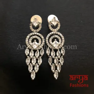 Silver CZ Earrings/ Designer Earrings/ CZ Indian Jewelry