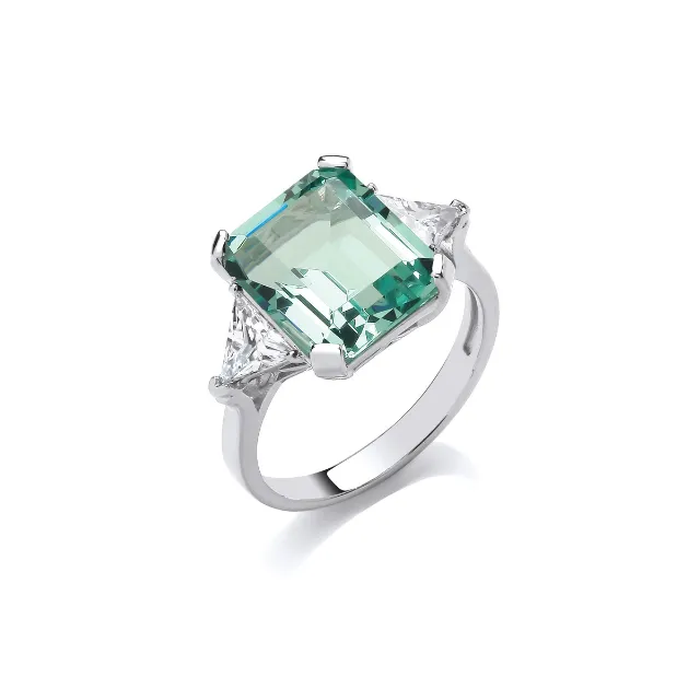 Silver Vintage Vegas Ring with Mint Cubic Zirconia